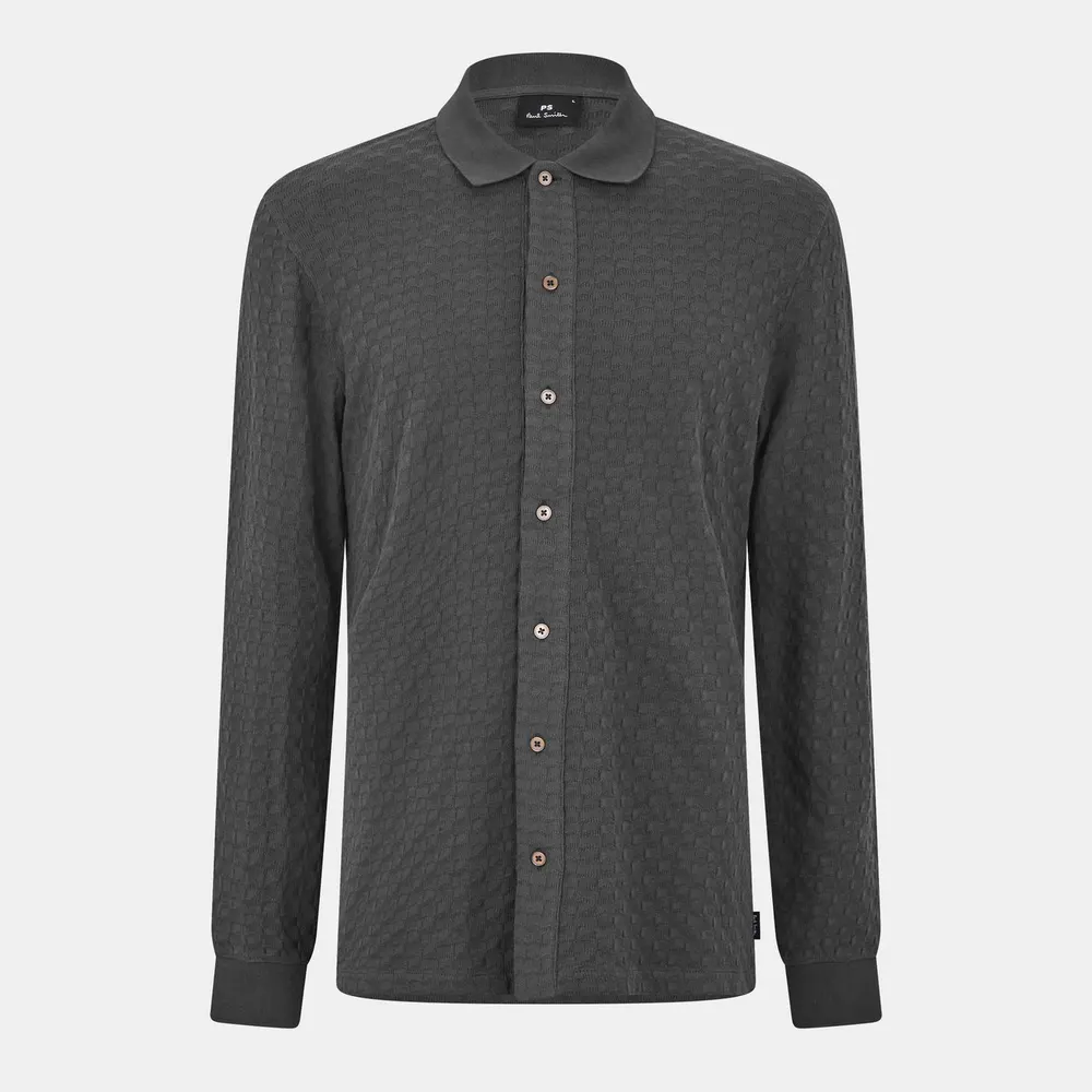 PS Paul Smith Men's Button Waffle Long Sleeve Polo Shirt