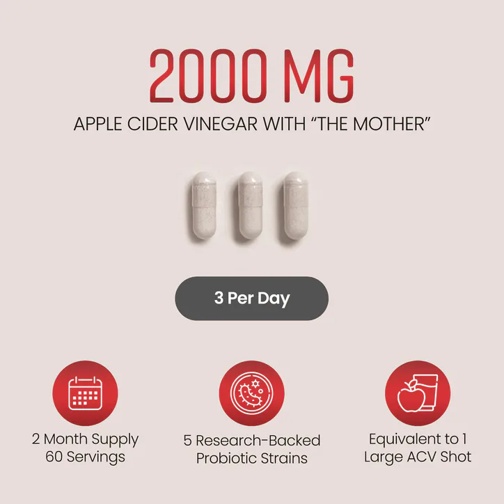 VitaBright Apple Cider Vinegar Complex with Mother - 2000mg per Serving - 180 Capsules detail 3