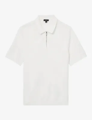 REISS Leigham Short-Sleeved Cotton-Blend Polo Shirt - BLACK detail 2