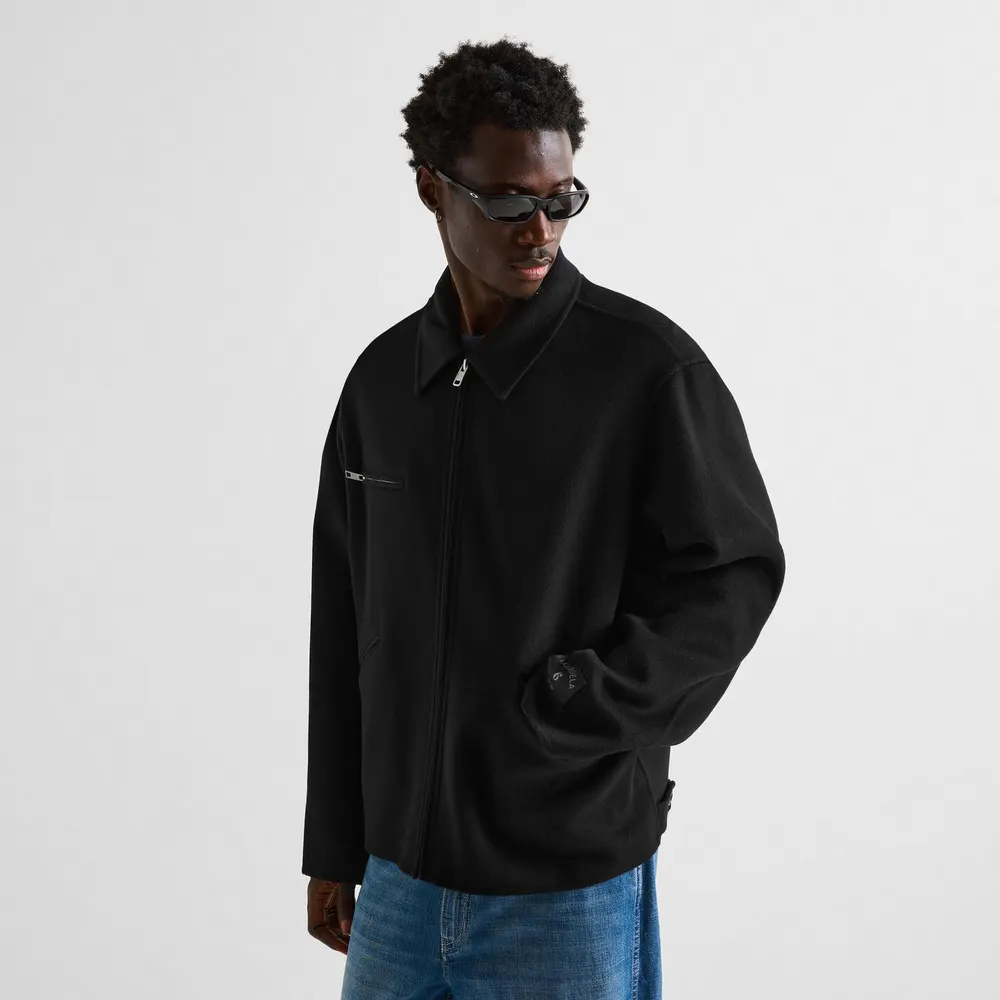 MM6 Maison Margiela Double Faced Wool Zip Jacket in Black, additional product view 3