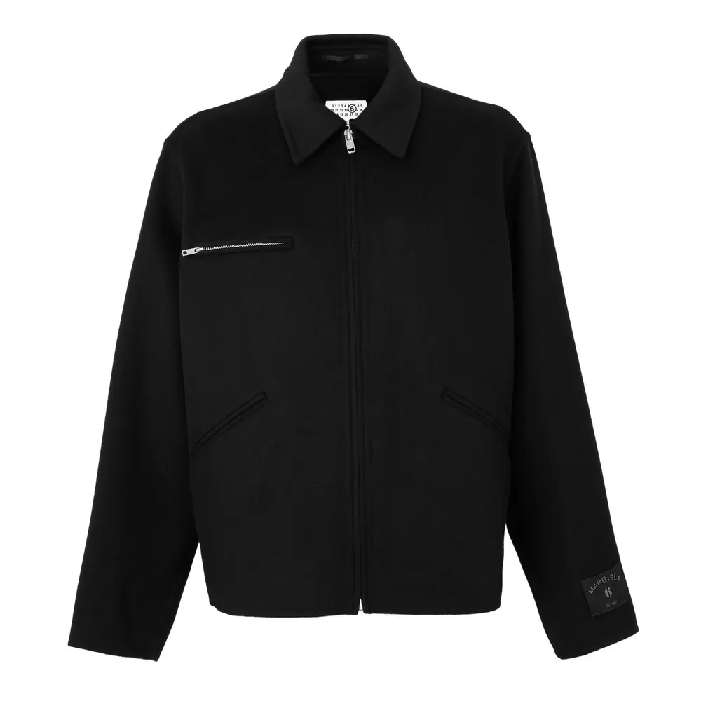 MM6 Maison Margiela Double Faced Wool Zip Jacket in Black – Clothing