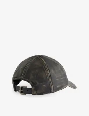 FOUND Distressed Leather Cap in BLACK, additional product view 3