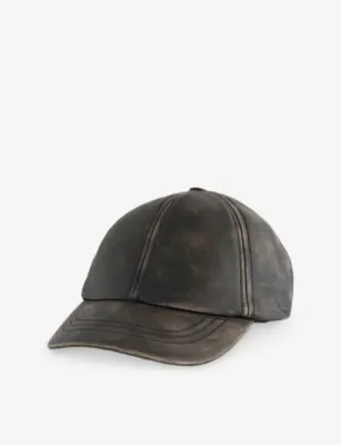 FOUND Distressed Leather Cap in BLACK – Mens | Hats | Caps