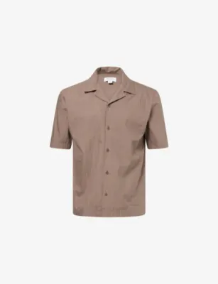 SUNSPEL Tonal-Stripe Short-Sleeve Cotton Shirt