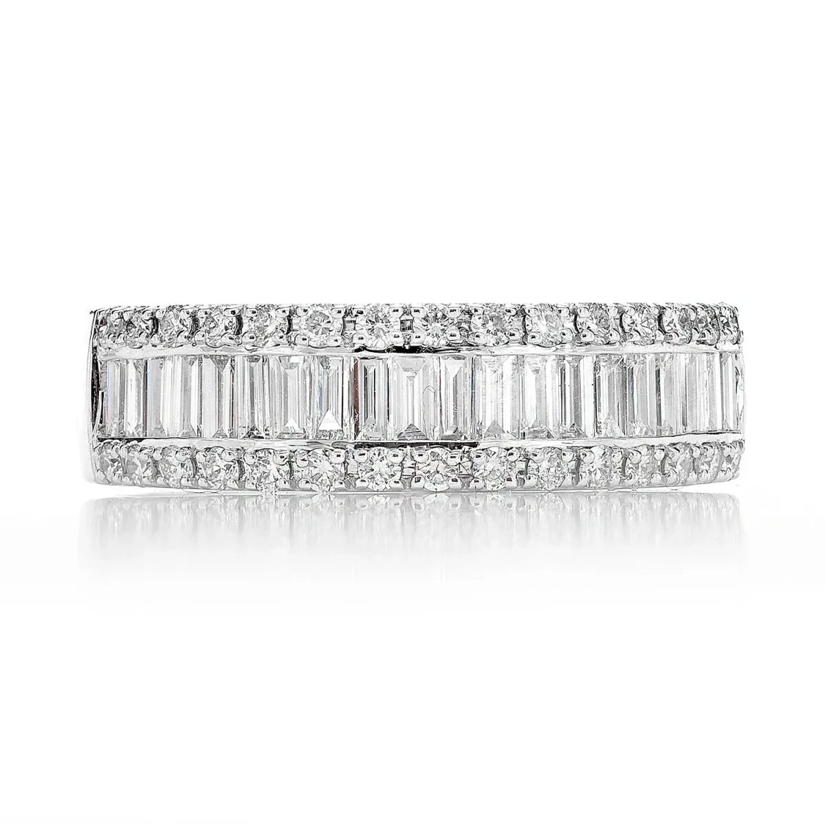 For Him Baguette and Round Diamond Border Band Ring in White Gold / Lab Grown Diamond – Ring