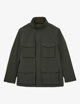 REISS Glick Gilet-Insert Woven Jacket - DARK GREEN