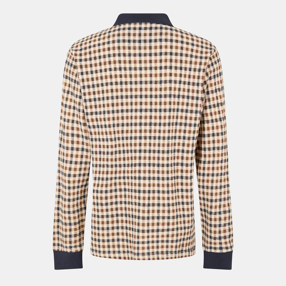 Aquascutum Men's Check Long Sleeve Polo Shirt detail 2