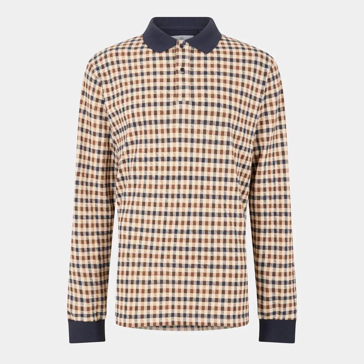 Aquascutum Men's Check Long Sleeve Polo Shirt