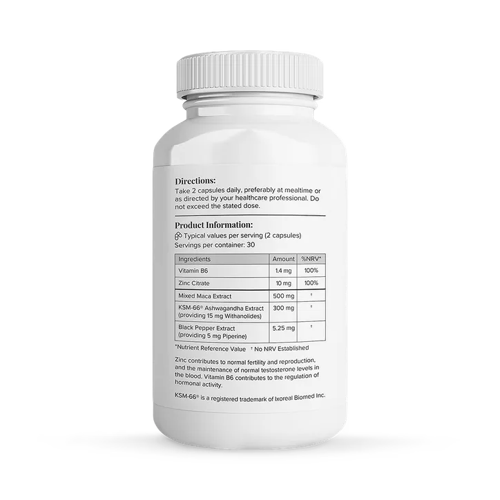 Theonia Maca with Ashwagandha, Zinc & Vitamin B6 60 Capsules, additional product view 2