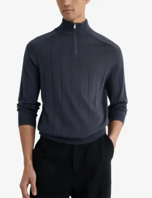REISS Findlay Funnel-Neck Wool Jumper detail 3