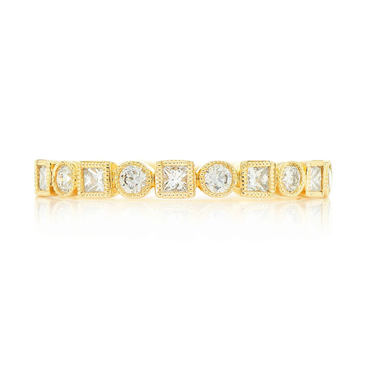 For Him Milgrain Circle & Square Diamond Ring in Rose Gold / Natural Diamond – Ring