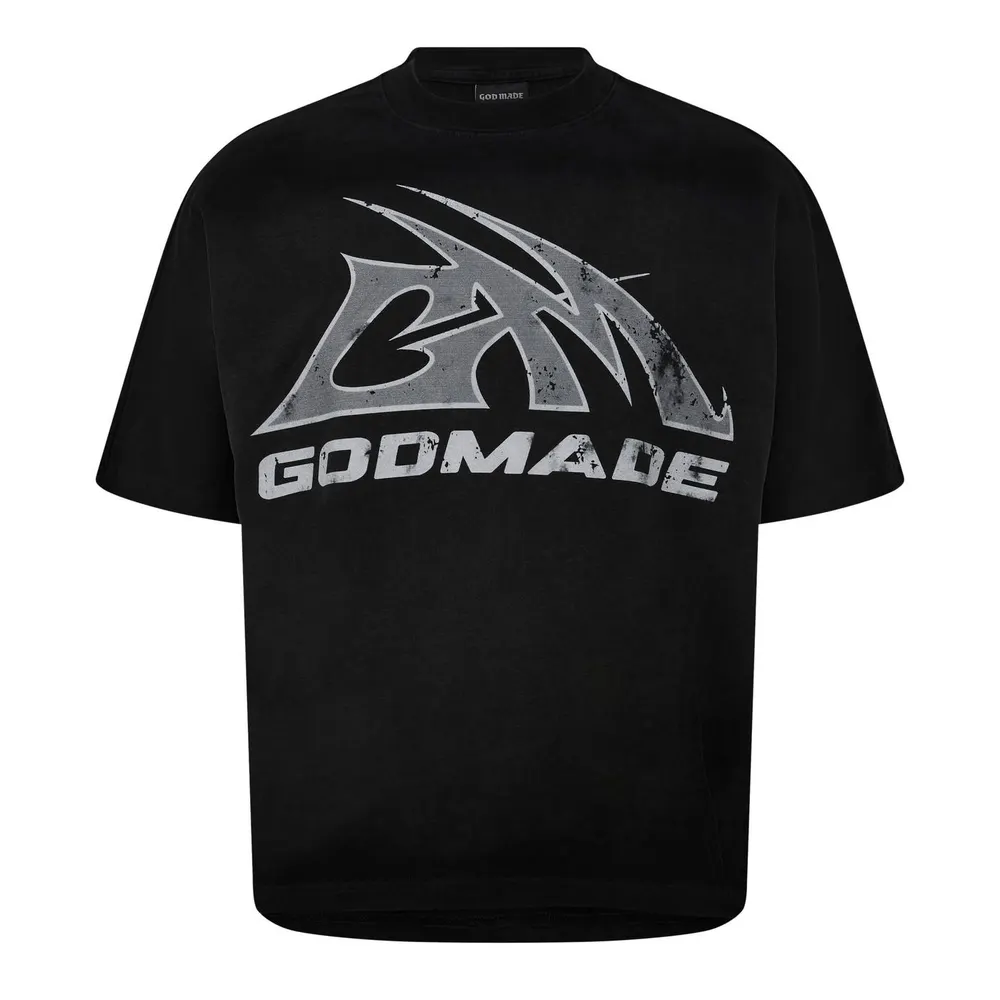 God Made Logo T-Shirt in Washed Black – Clothing
