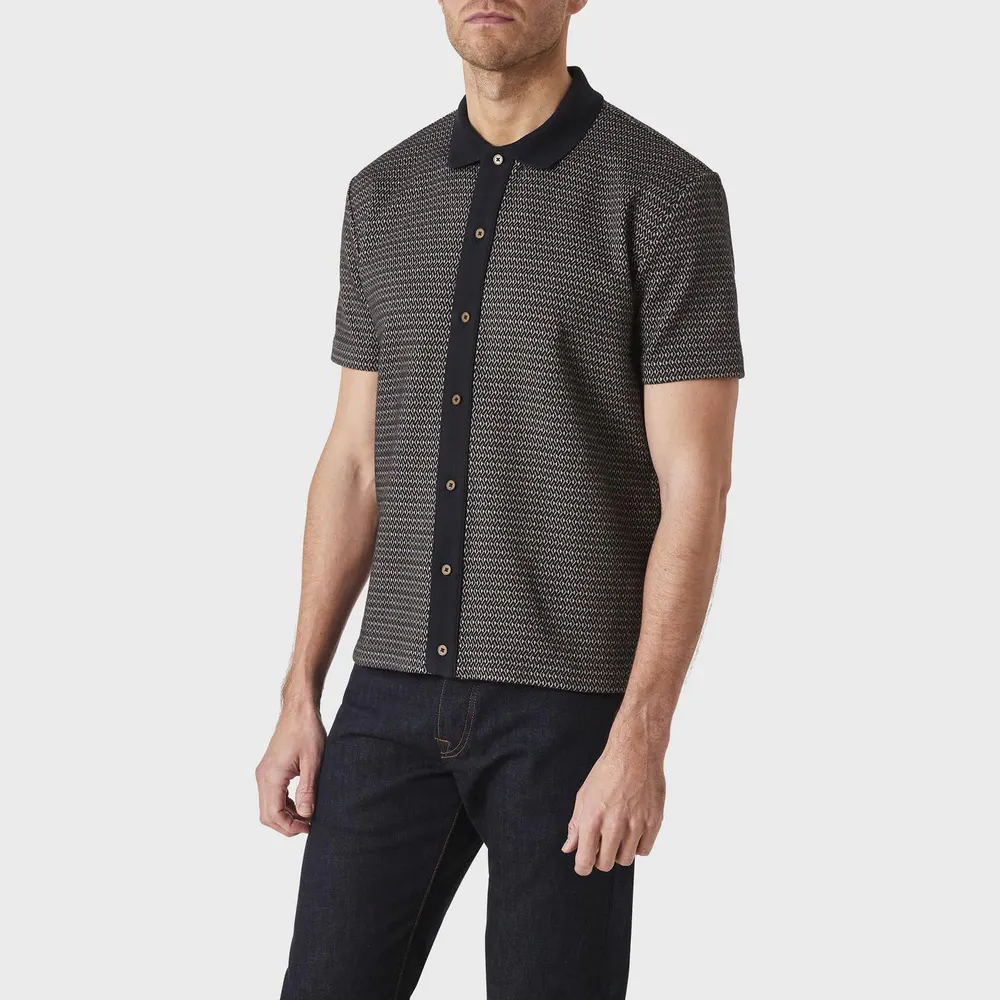 PS Paul Smith Men's Button Front Short Sleeve Patterned Shirt detail 3