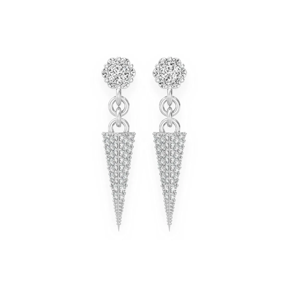 For Him Pyramid Diamond Stud Drops in White Gold / Natural Diamond – Earring