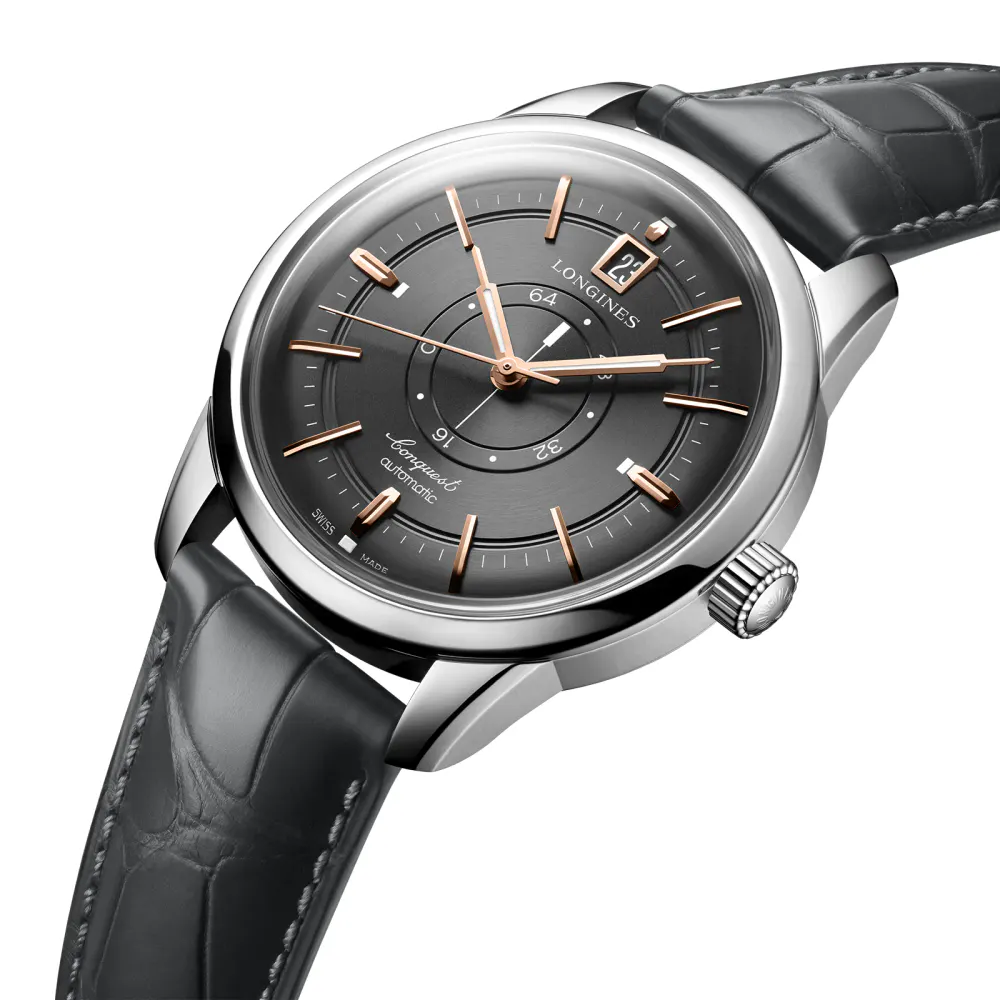 Longines Conquest Heritage Central Power Reserve 38mm Mens Watch Grey detail 3
