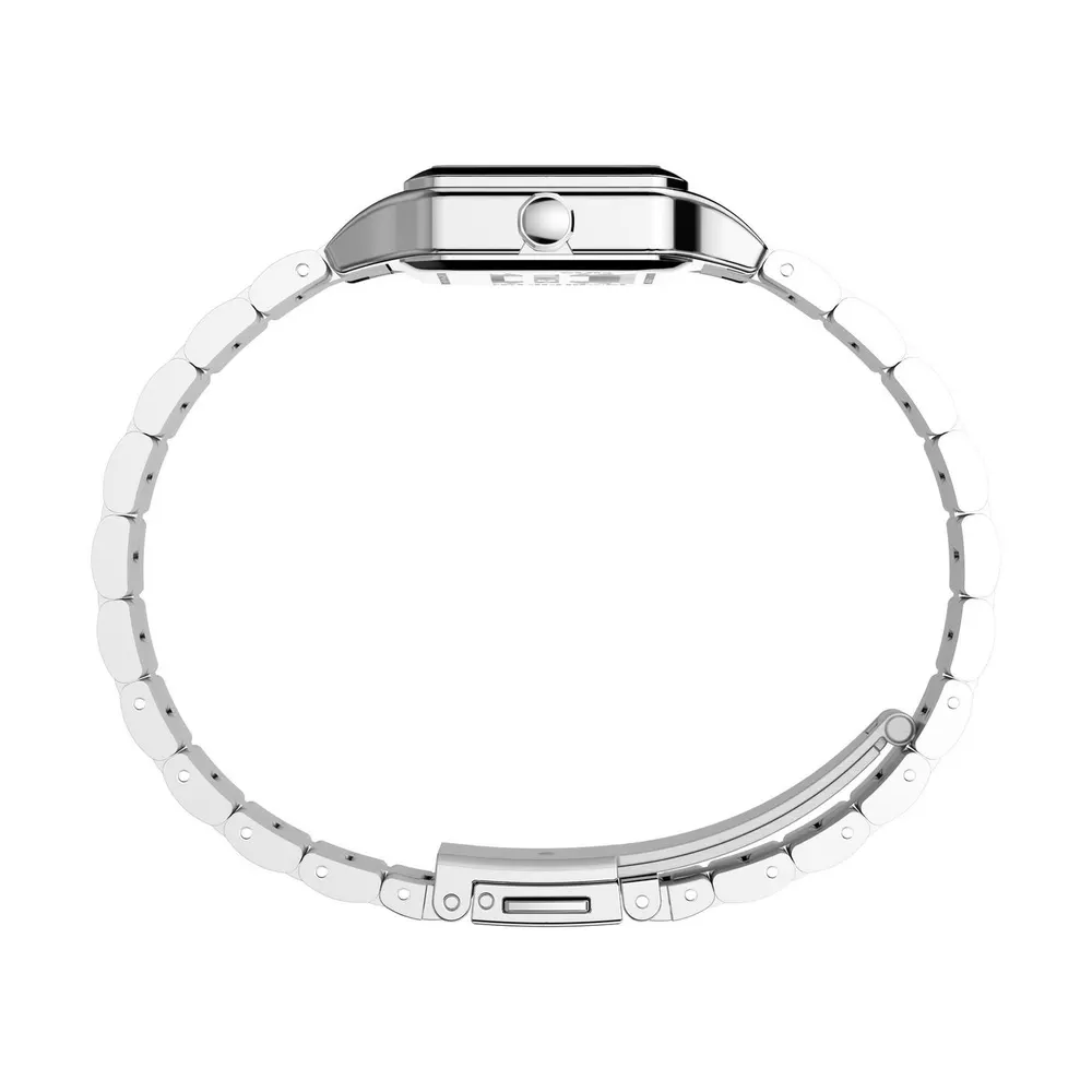 Timex Square Analogue Quartz Watch in White/Silver, additional product view 2
