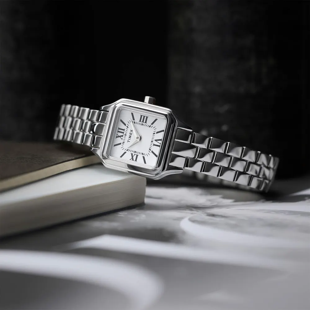 Timex Square Analogue Quartz Watch in White/Silver, additional product view 3