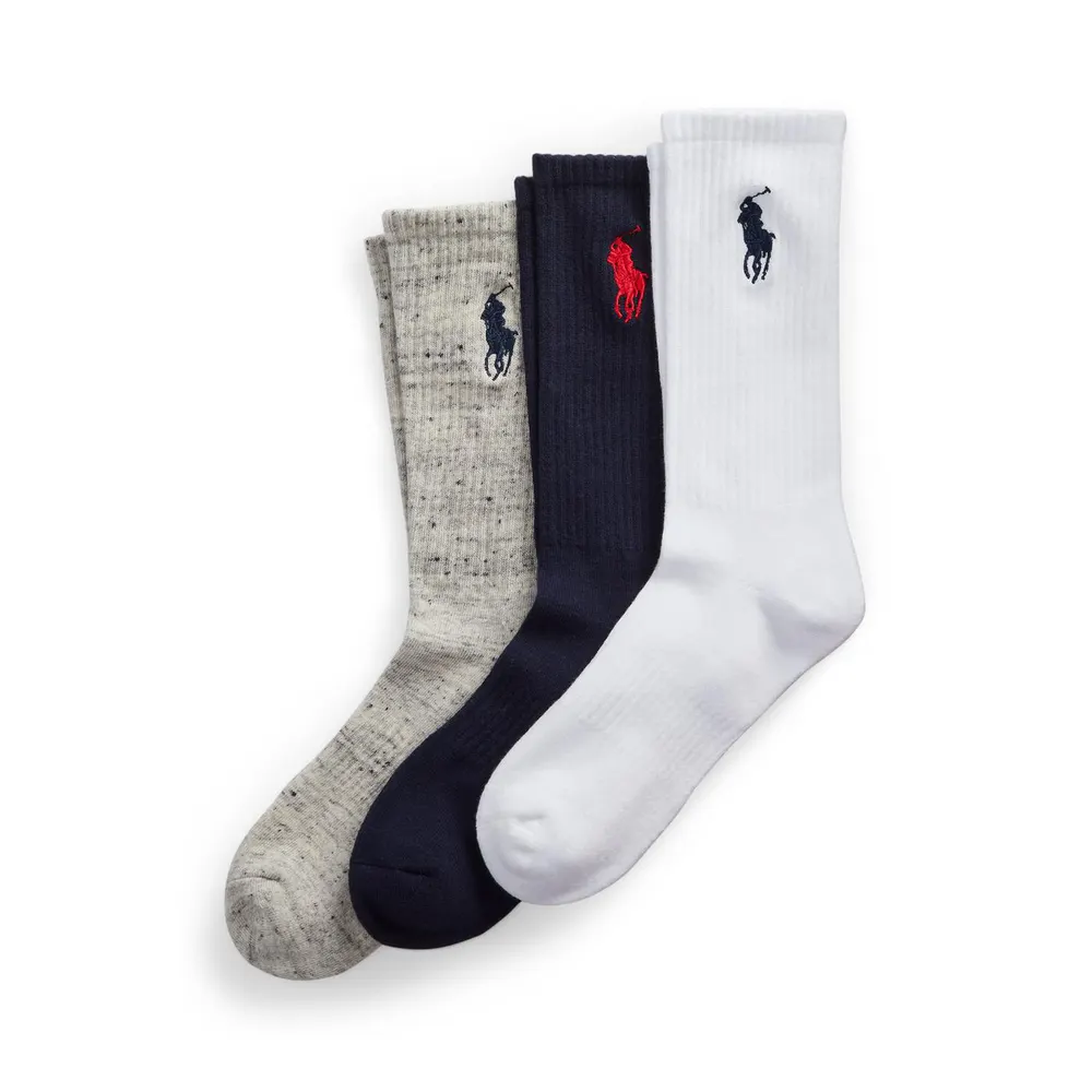 Polo Ralph Lauren Mens 3-Pack Big Pony Crew Socks