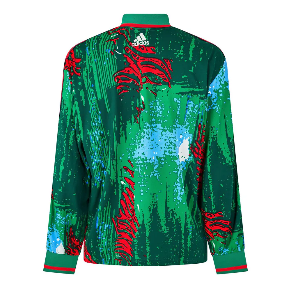 Brain Dead x adidas Men's Long Sleeve T-Shirt in Red/Bold Green, additional product view 2