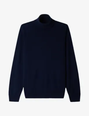 SANDRO Roll-Neck Long-Sleeve Cashmere Jumper - NAVY BLUE detail 2