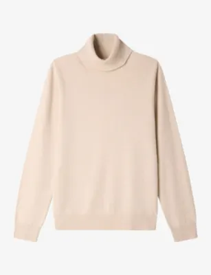 SANDRO Roll-Neck Long-Sleeve Cashmere Jumper - NAVY BLUE