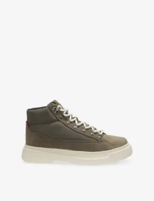HUGO Hybrid Suede Leather Boots - EUR 42 / 8 UK MEN in Open Green – Mens | Boots | Lace up | Casual