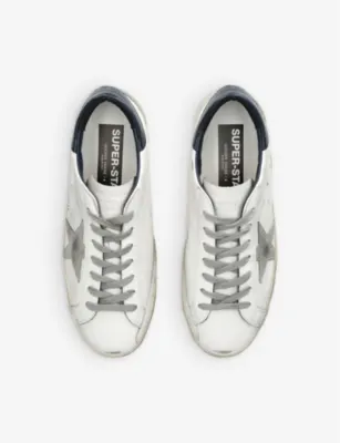 GOLDEN GOOSE Superstar star-appliqué leather low-top trainers - 5 in WHITE/NAVY, additional product view 2