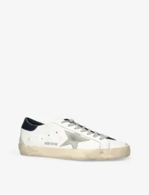 GOLDEN GOOSE Superstar star-appliqué leather low-top trainers - 5 in WHITE/NAVY, additional product view 3