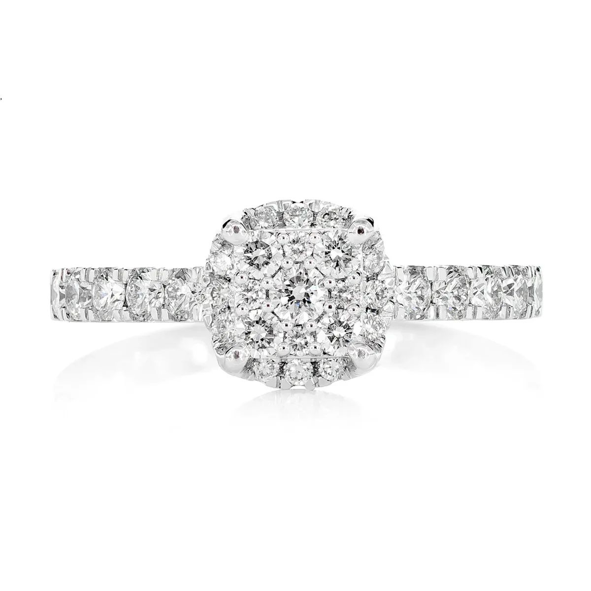 For Him Square Cluster Halo Diamond Engagement Ring