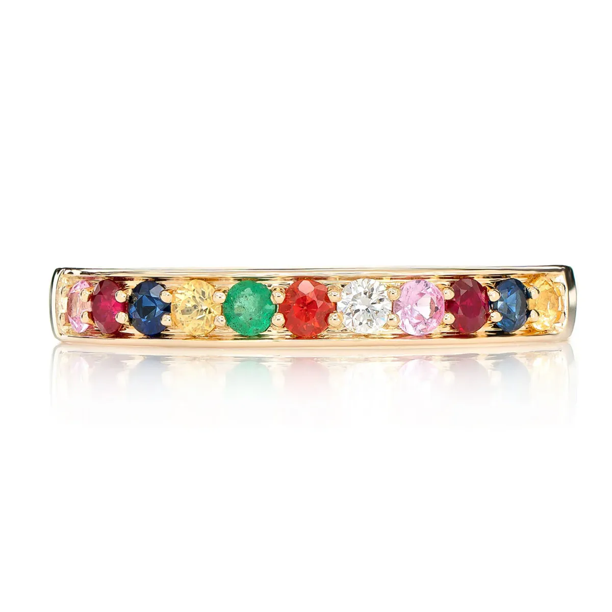 For Him Multicolor Gemstone Diamond Band in Rose Gold / Natural Diamond – Ring