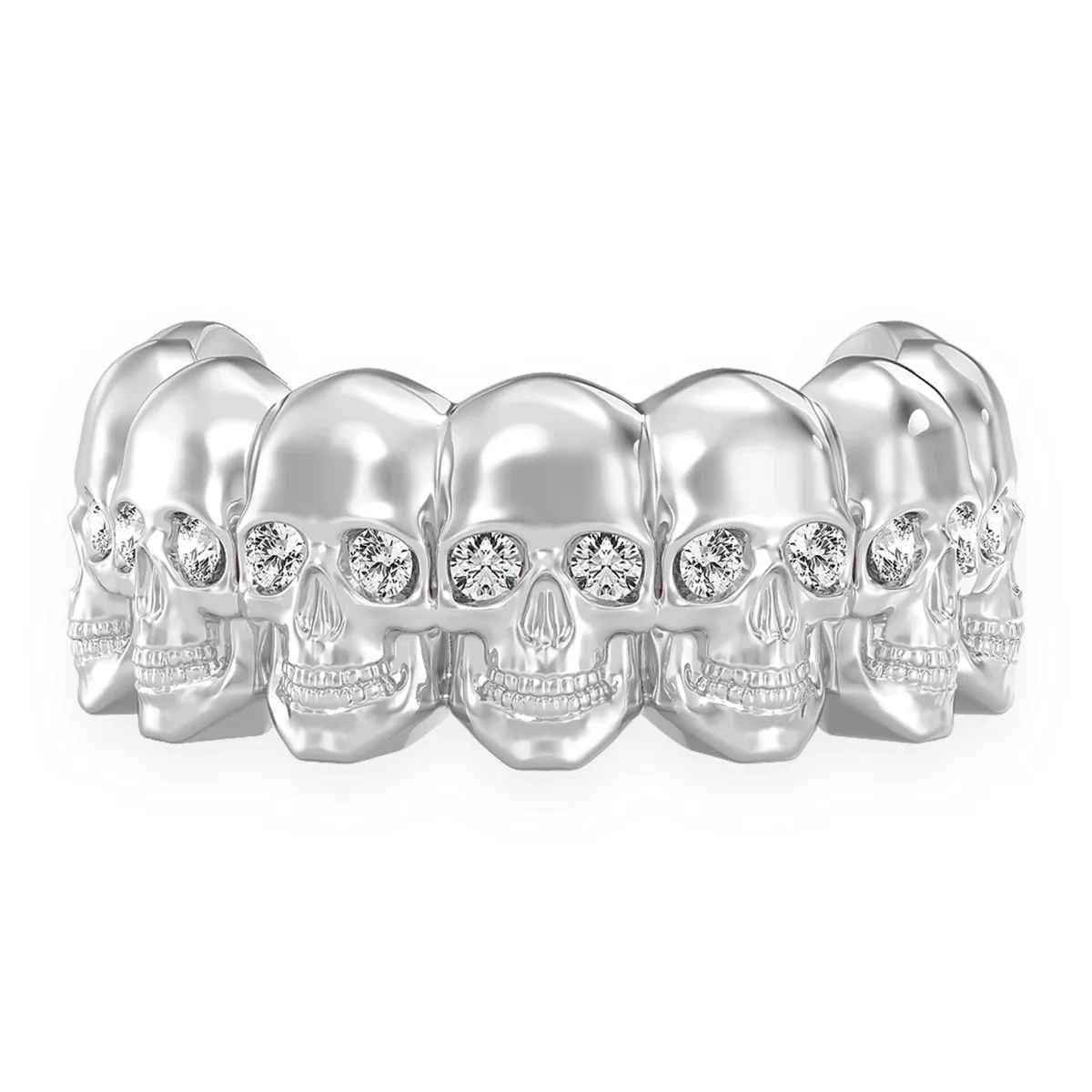For Him Nine Skull Diamond Ring in White Gold / Natural Diamond – Ring