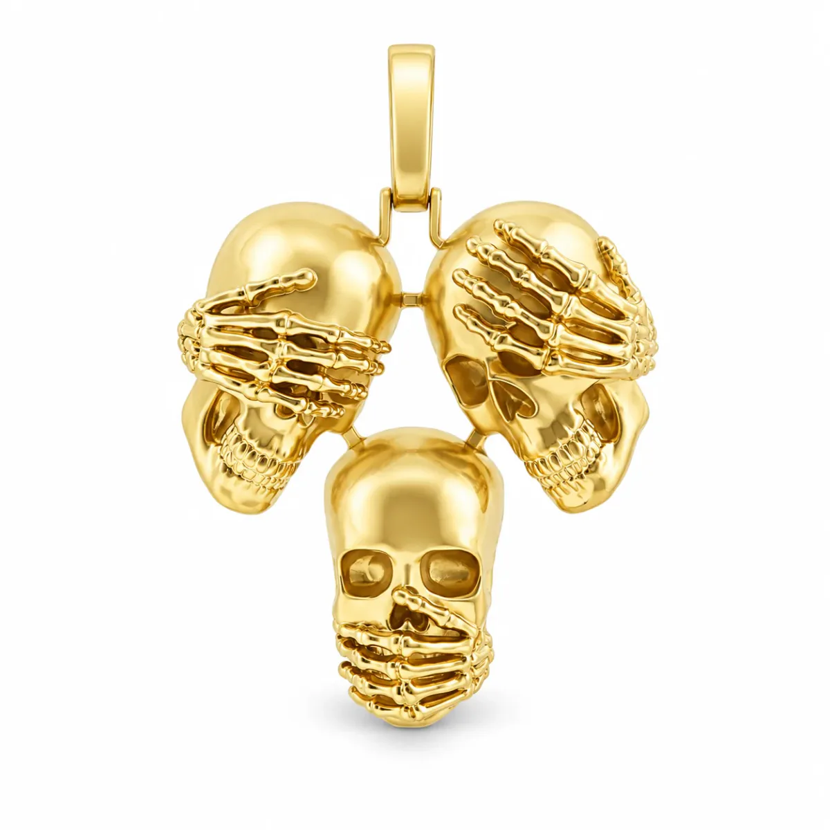 RINA - For Him DISCORD MAX See No Evil, Hear No Evil, Speak No Evil Skull Pendant 67761 in Yellow Gold – Pendant
