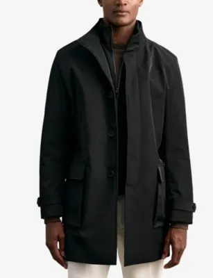 REISS Player Hybrid Removable Funnel-Neck Woven Overcoat detail 3