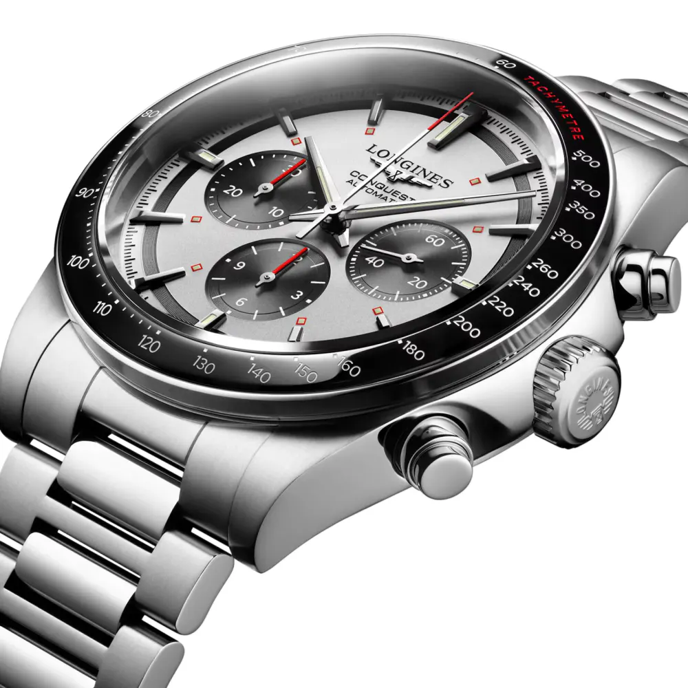 Longines Conquest Chronograph 42mm Mens Watch Silver detail 2