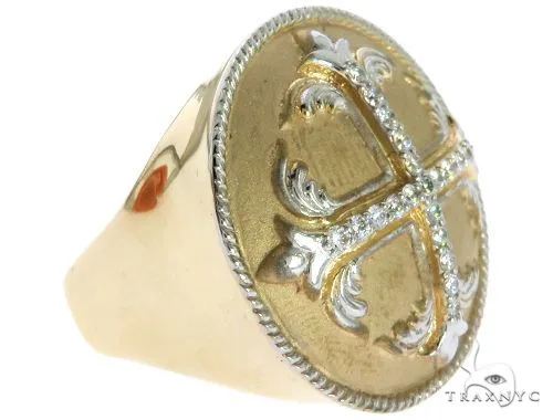 RINA - For Him FACTORY 14K Gold Diamond Templar Knights Crusader Masonic Ring 63117 in Rose Gold / 10 – Ring