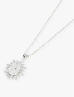 COMMONLINES Maria 14ct yellow-gold plated sterling-silver and cubic zirconia pendant necklace detail 3