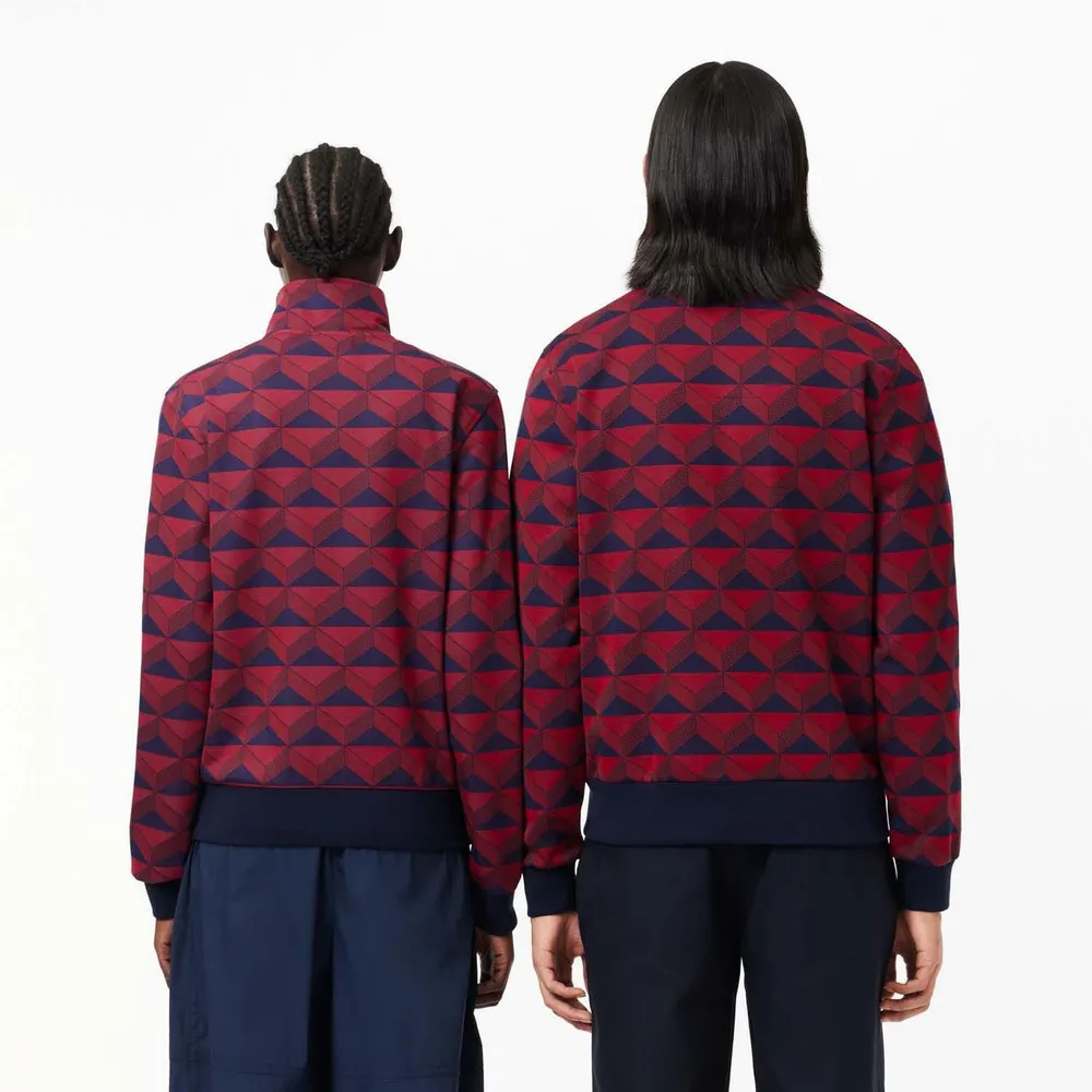 Lacoste Robert George Jacquard Motif Zipped Sweatshirt in Multi Colour, additional product view 2