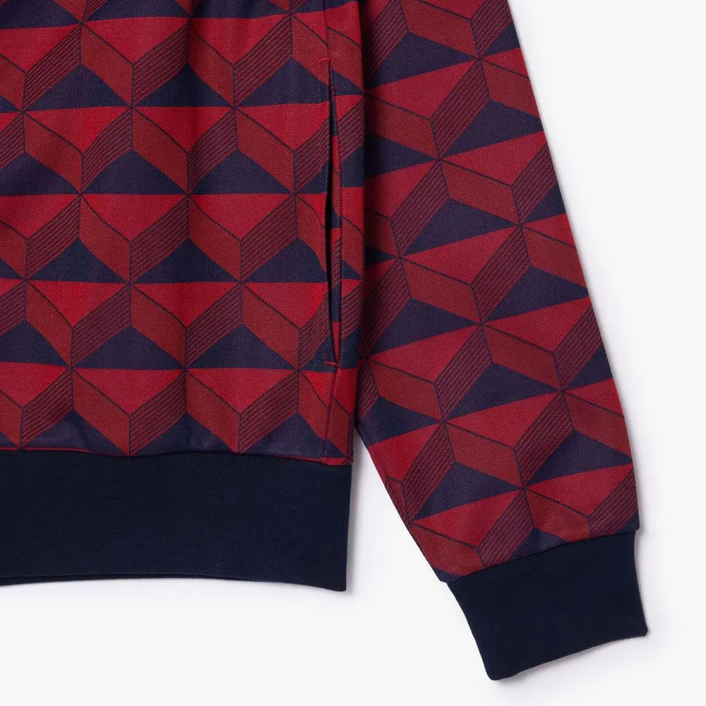 Lacoste Robert George Jacquard Motif Zipped Sweatshirt in Multi Colour, additional product view 3