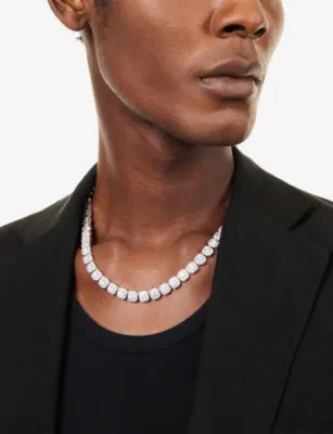 GLD Clustered 14ct White-Gold Tennis Chain in WHITE GOLD, additional product view 2