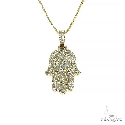 ANNA - CONSCIOUS DIAMONDS 14K Gold Diamond Hamsa Pendant Set 66613 in Yellow Gold – Pendant Set