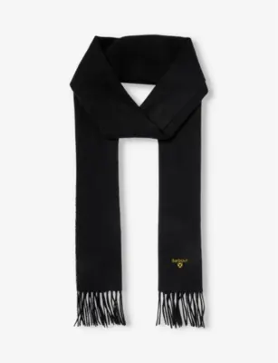 BARBOUR Brushed-texture tasselled-trim wool scarf