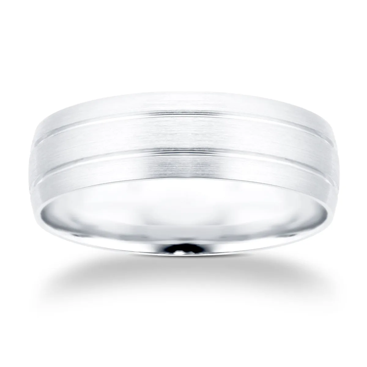 For Him Platinum Mens 2 Groove Fancy Wedding Ring