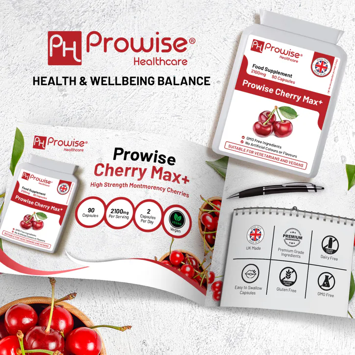 Prowise Healthcare Cherry Max+ 2100mg Montmorency Cherry Added with Black Cherry I 90 Vegan Capsules detail 2