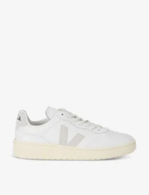 VEJA Men's V90 logo-embroidered low-top leather trainers - 5 in WHITE/OTH – Mens | Trainers | Lace up trainers