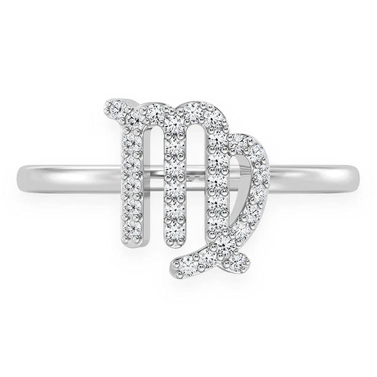 For Him Zodiac Diamond Ring in Virgo / White Gold / Natural Diamond – Ring
