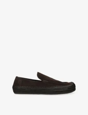 LOEWE Rio Suede And Raffia Loafers - EUR 44 / 10 UK MEN in DARK BROWN – Mens | Loafers