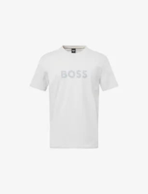BOSS Sun-Protection Regular-Fit Cotton-Jersey T-Shirt - LIGHT/PASTEL GREY