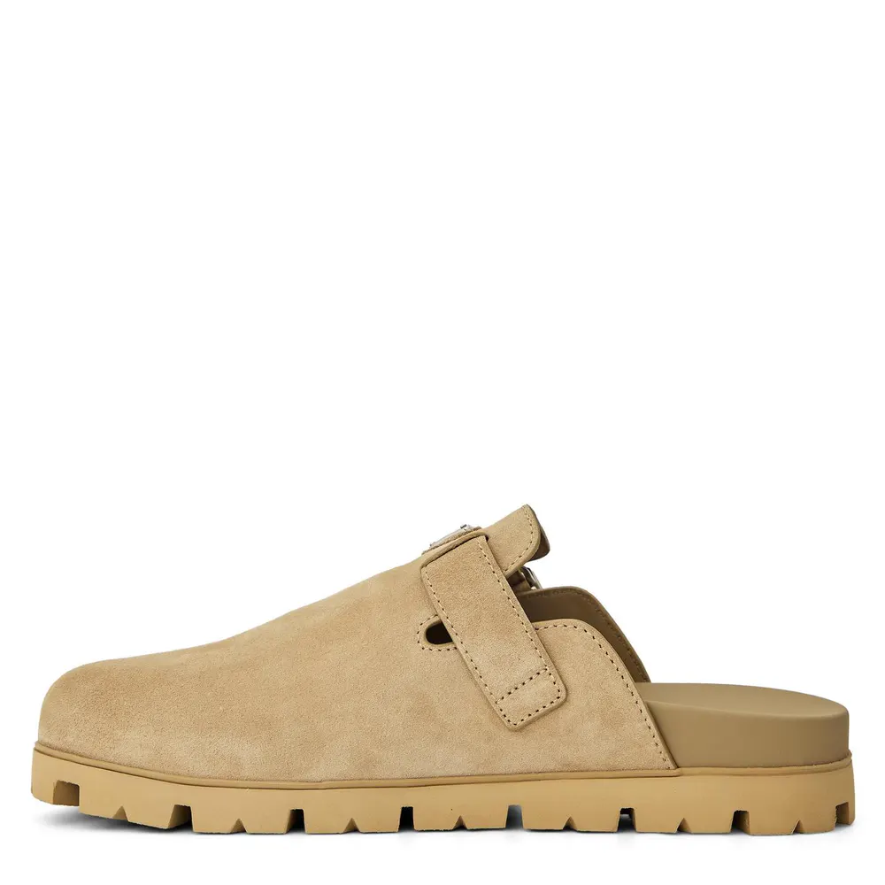 Prada Men's Sabot Mule Flat Mules in Desert, additional product view 2