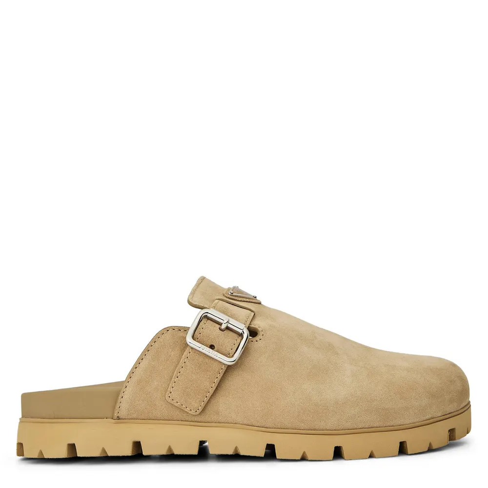 Prada Men's Sabot Mule Flat Mules in Desert – Footwear