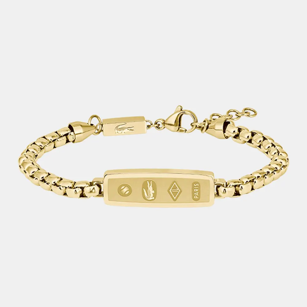 Lacoste Lacoste Mens District Gold IP Reversible Pendant Bracelet